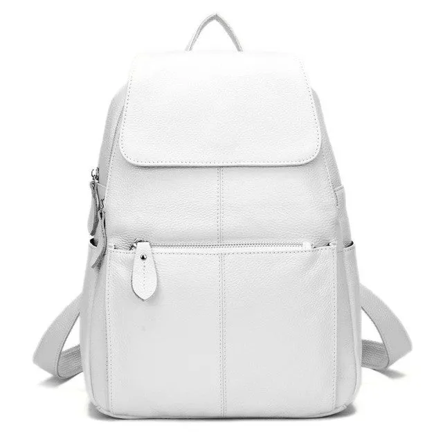 Natural Soft Genuine Leather Women's Fashion Backpack School Bags - 15 Colour