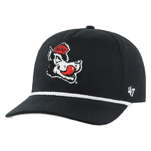 NC State Wolfpack '47 Brand Hitch Black Slobbering Wolf Rope Adjustable Hat