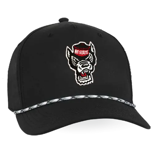 NC State Wolfpack Black Wolfhead Structured Rope Adjustable Hat