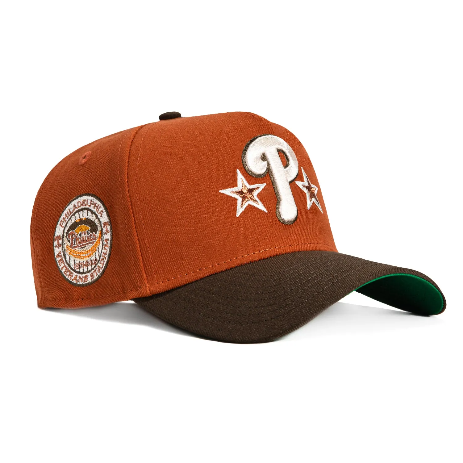 New Era 9Forty A-Frame Campfire Pack Philadelphia Phillies Veterans Stadium Patch Snapback Hat - Burnt Orange, Brown