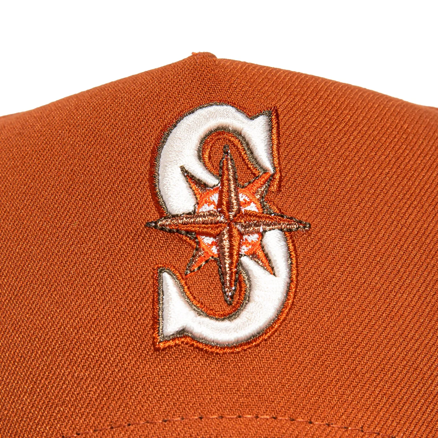 New Era 9Forty A-Frame Campfire Pack Seattle Mariners 25th Anniversary Patch Snapback Hat - Burnt Orange, Brown