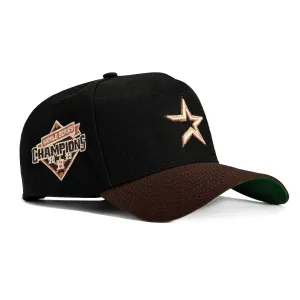 New Era 9Forty A-Frame Houston Astros 2022 World Series Champions Patch Snapback Hat - Black, Brown