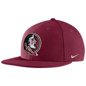 Nike 2023 Seminole Logo Under Visor Flat Bill Snapback Cap - Garnet