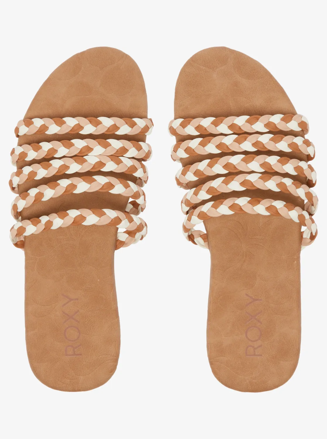 Olina Slide Sandals - Brown/Tan