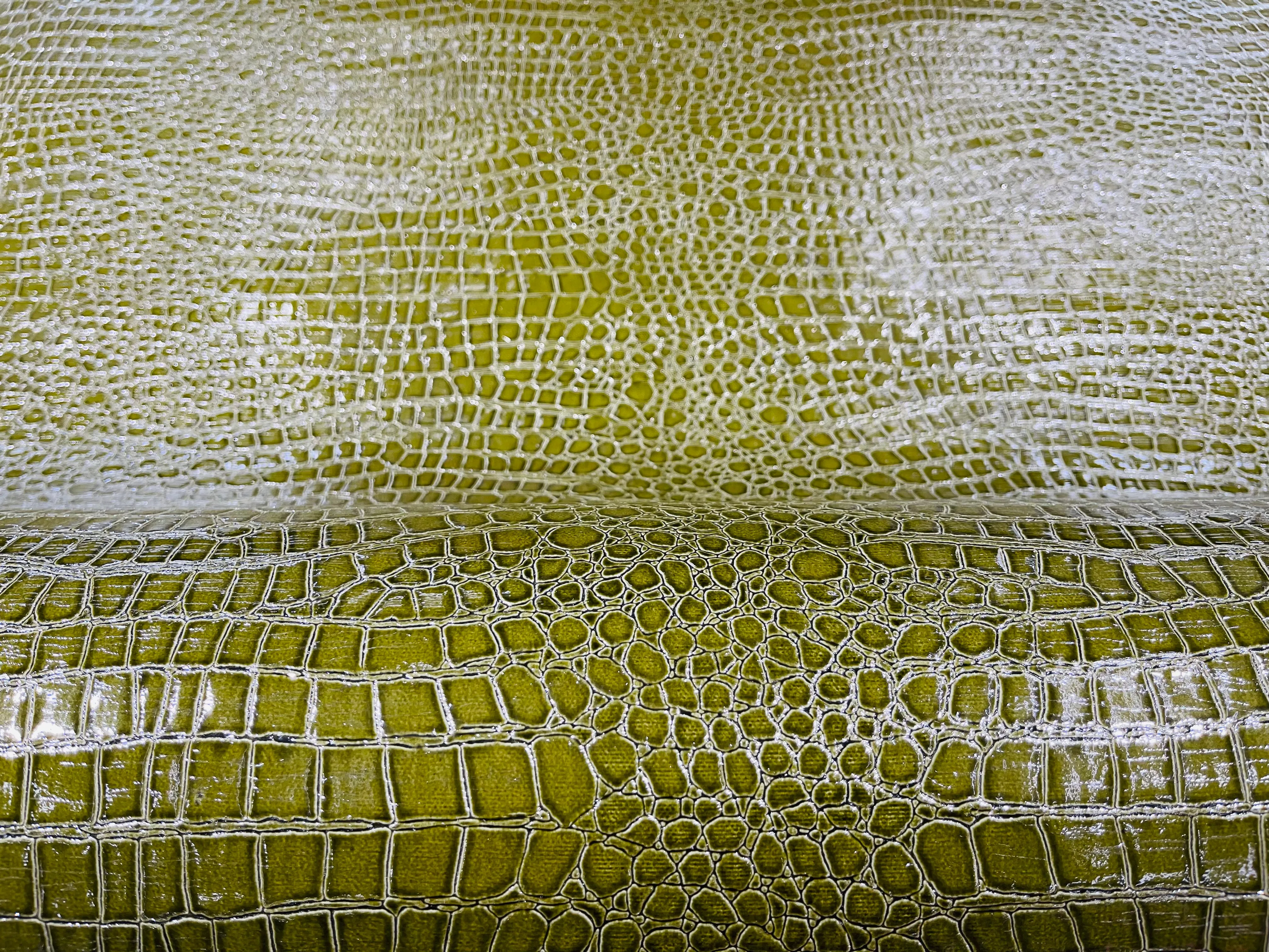 Olive Green Faux Crocodile Vinyl Embossed 3D Scales-Faux Leather-Sold By Yard