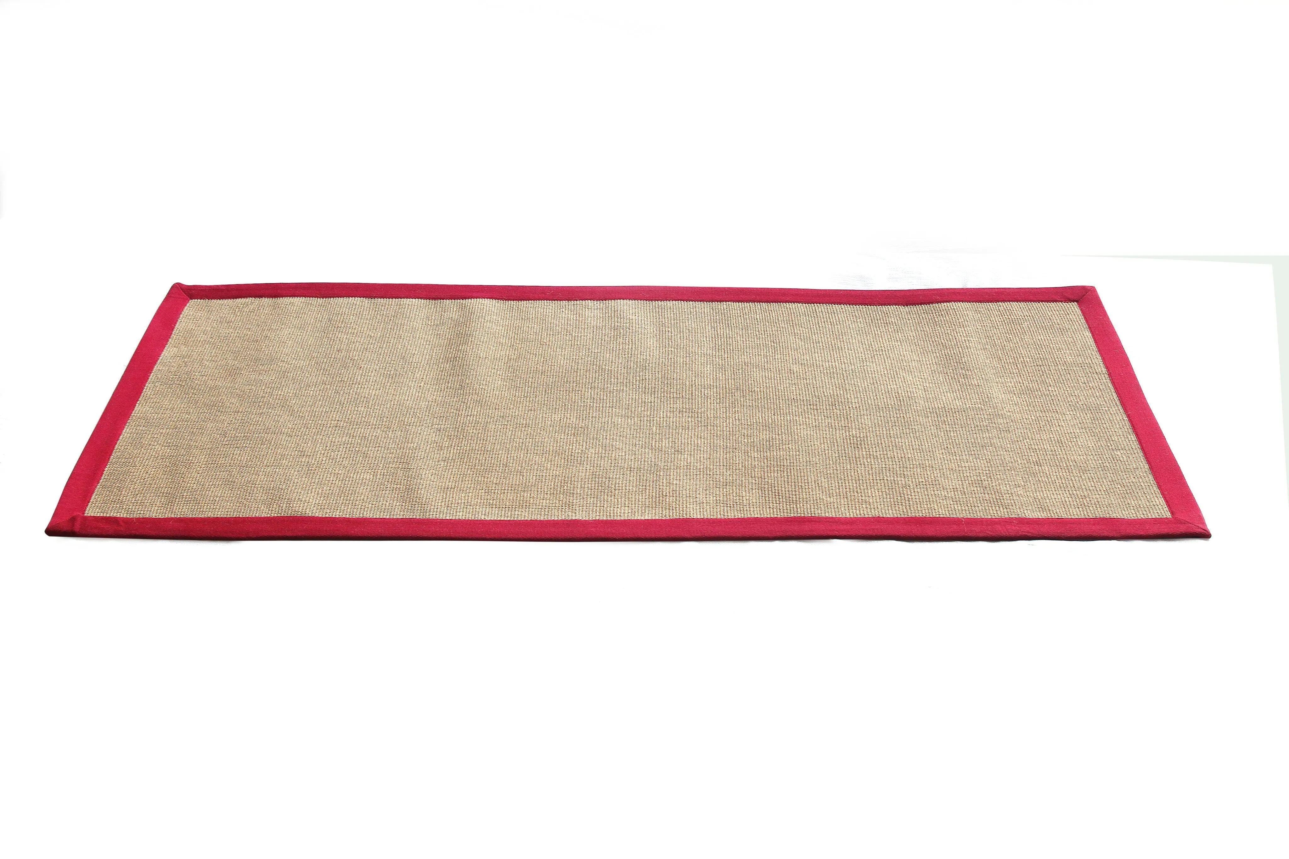 OnlyMat Anti-Skid Eco-Friendly Jute Yoga Mat With Maroon Cotton Border