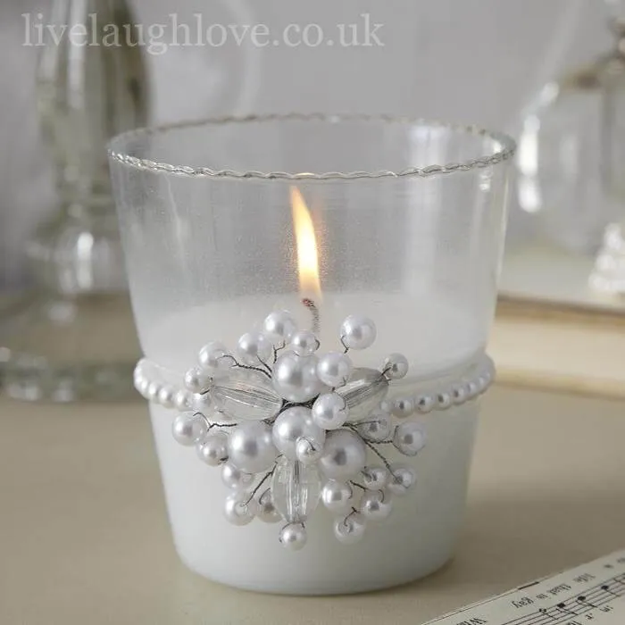 Opulent Collection - Pearl Cluster Wax Filled Votive - Ivory