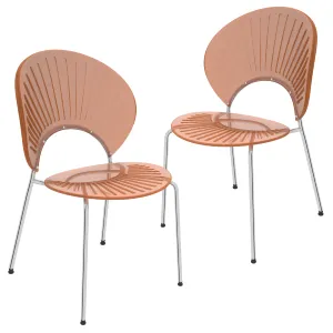 Opulent Modern Plastic Dining Chair in Chrome Metal Legs Set of 2