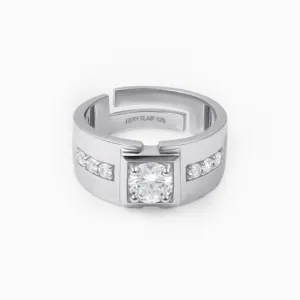 Opulent Solitaire Silver Men's Ring