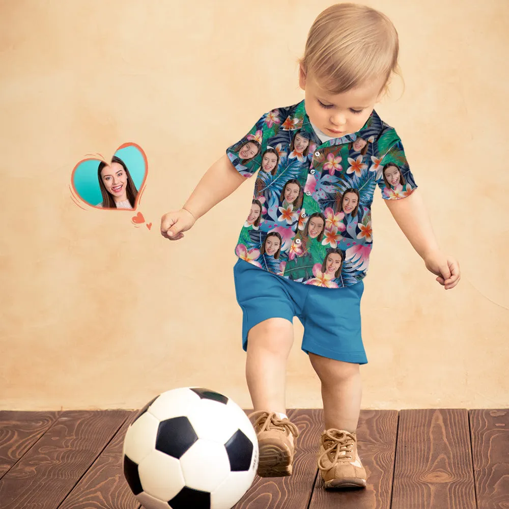 Parent-child Wears Personalised Face Hawaiian Shirt Gift Colorful Flowers