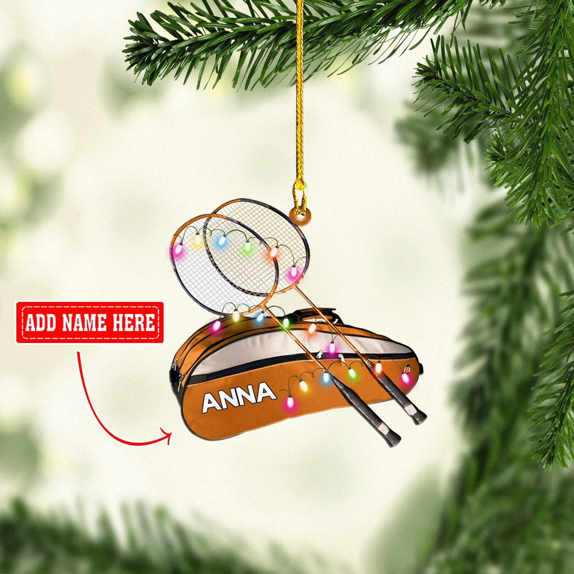 Personalized Badminton Bag Multi Color Christmas Acrylic Ornaments, Gift for Badminton Lover