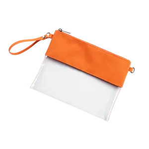 Personalized Clear Stadium Approved Crossbody Purse, Clutch, Wristlet, Concert In Orange