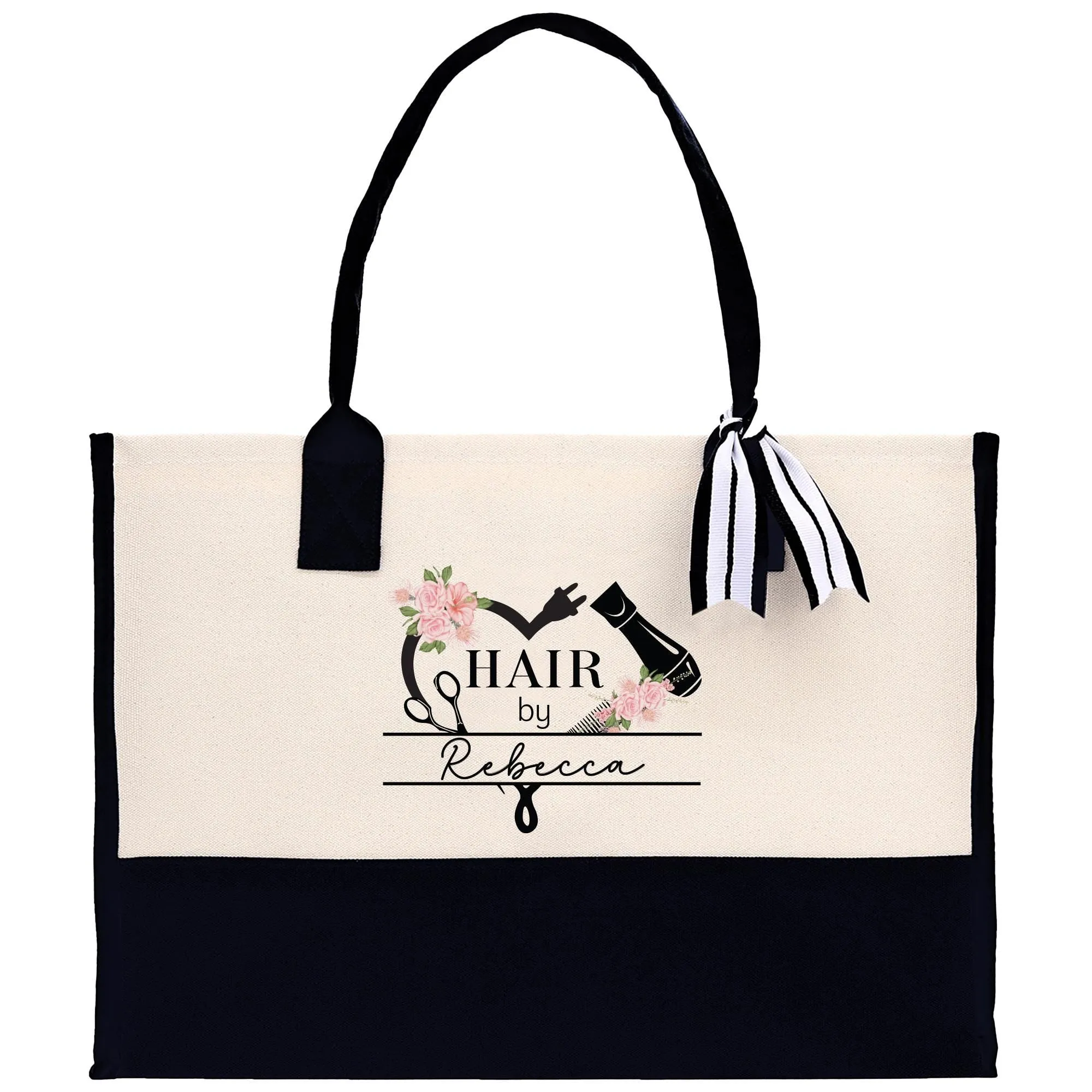 Personalized Hair Stylist Custom Cotton Canvas Tote Bag Hairdresser Gift Bag Beauty Salon Bag Stylist Supply Bag Barber Gift (HRST1003)