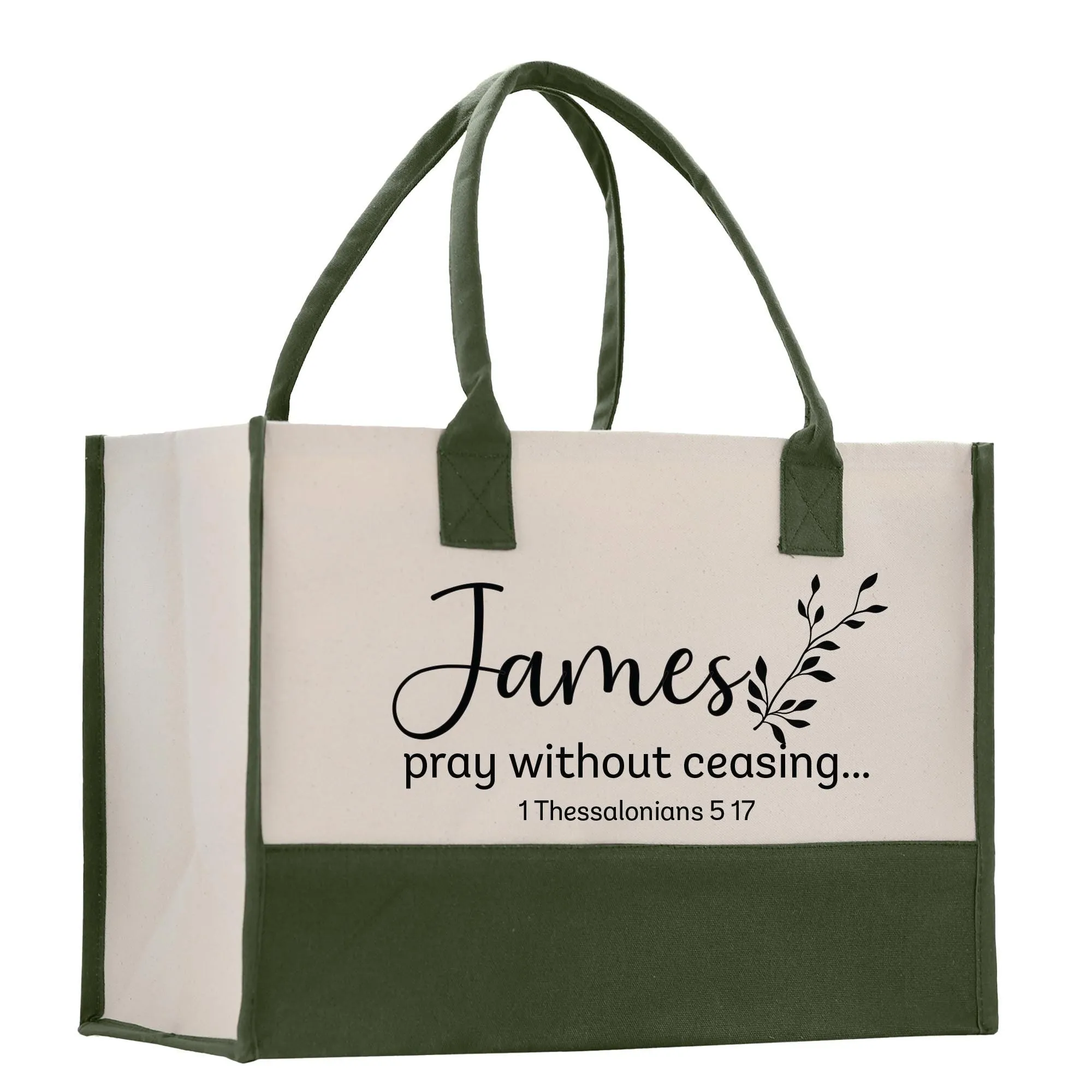 Personalized Name Pray Without Ceasing... 1 Thessalonians 5 17 Bible Carrying Canvas Bag Tote Custom Religious Gift Tote Bag (BCBT1001)