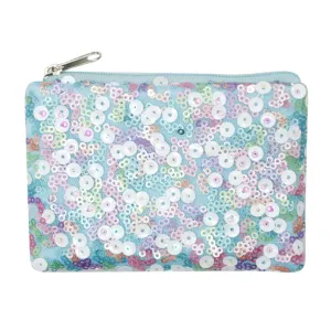 Pink Poppy Bloom Fairy Sequin Coin Purse Blue