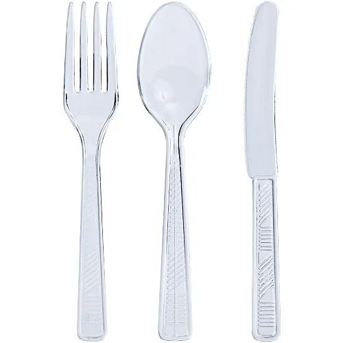 Plastic 48pc Clear Combo Cutlery