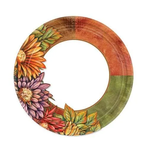 Premium Heavy Weight Paper Floral Art Tableware<br/>Size Options: 10inch Plate, 7inch Plate, Lunch Napkin, Bistro Napkin, 9oz Cup and 54inchx96inch Tablecover