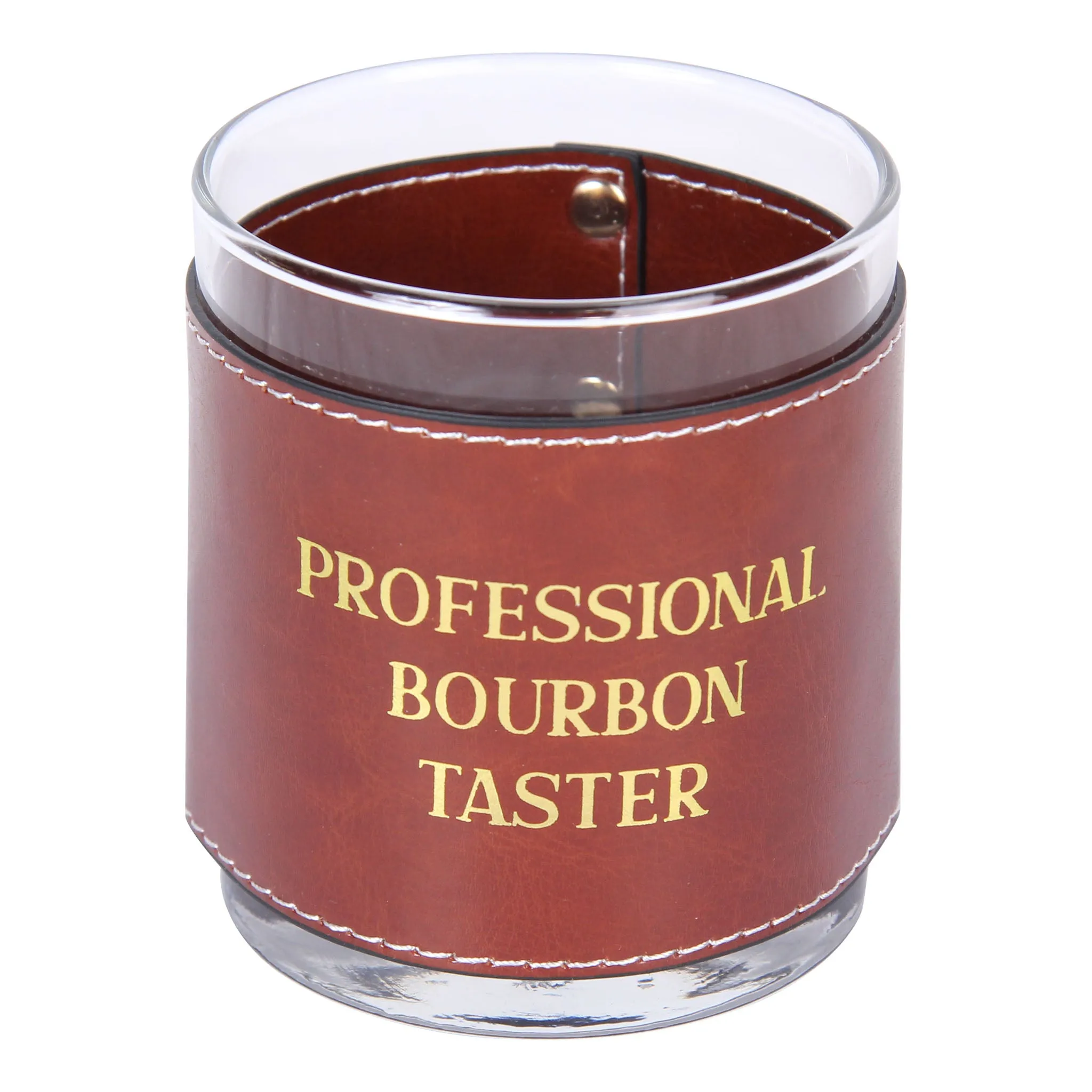 Professional Bourbon Taster-Gold Faux Leather Rocks Glass