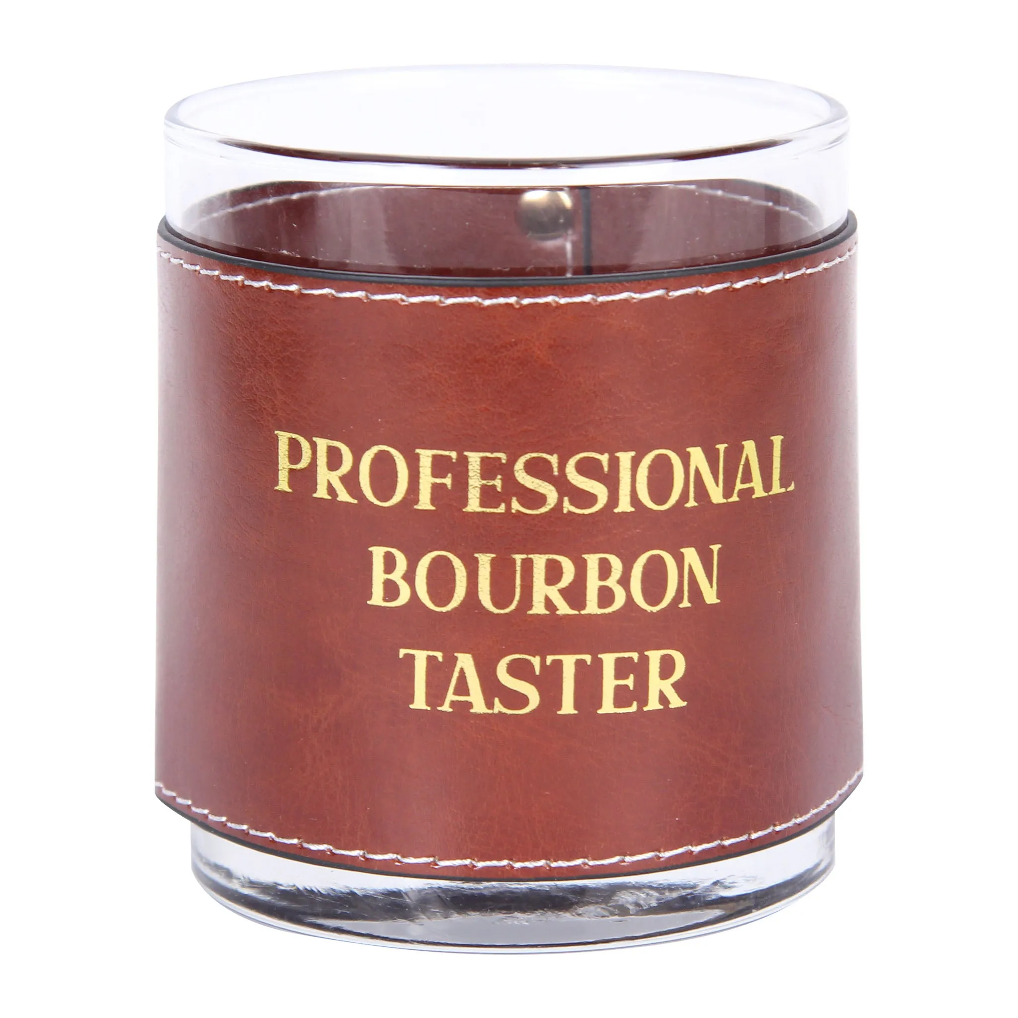 Professional Bourbon Taster-Gold Faux Leather Rocks Glass