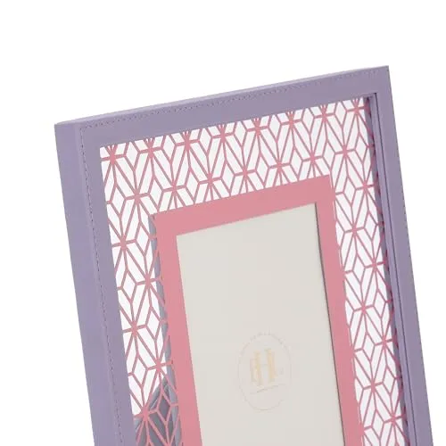 PURE HOME   LIVING Purple and Pink Lazer Cut Faux Leather Photo Frame