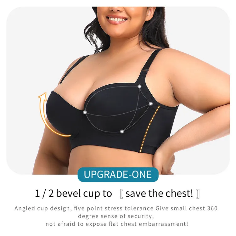 Push-up and breast-reducing body-beautifying seamless cup vest style body-shaping and back-beautifying long large size sports bra