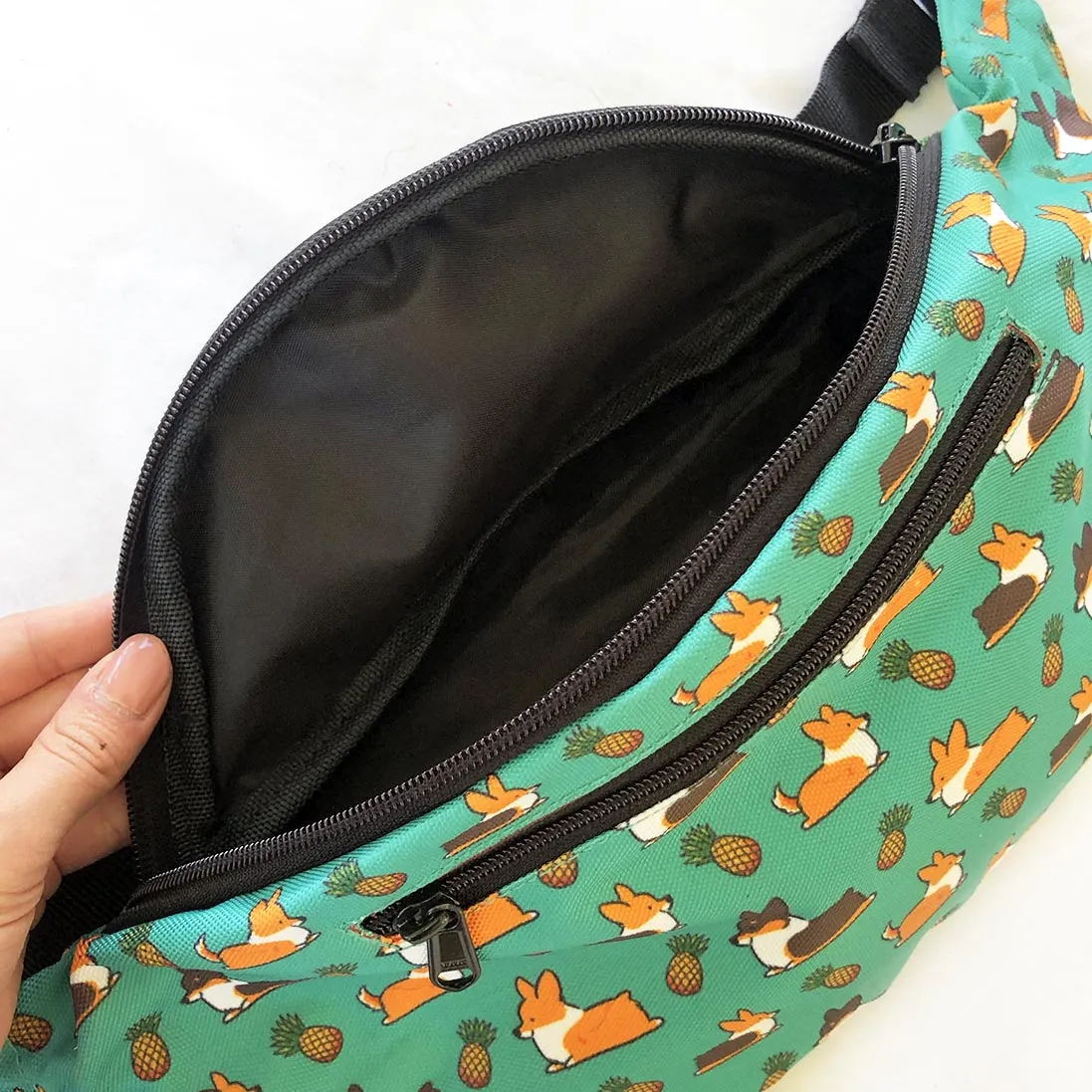 "Pineapple Corgis" Green Fanny Pack