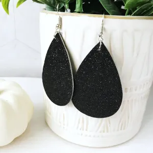 Raven- Black Glitter Earrings