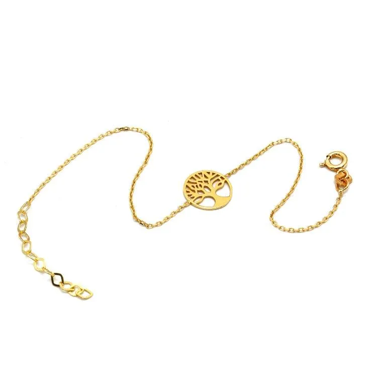 Real Gold Round Tree Design Adjustable Size Bracelet - Model 0069 BR1703