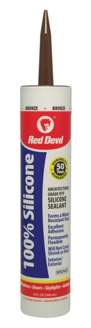 Red Devil 081640 Silicone Sealant, Bronze, -60 to 400 deg F, 9 fl-oz Cartridge :EA: QUANTITY: 12