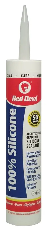 Red Devil 0826 Silicone Sealant, Clear, -60 to 400 deg F, 10.1 fl-oz Cartridge :EA: QUANTITY: 12