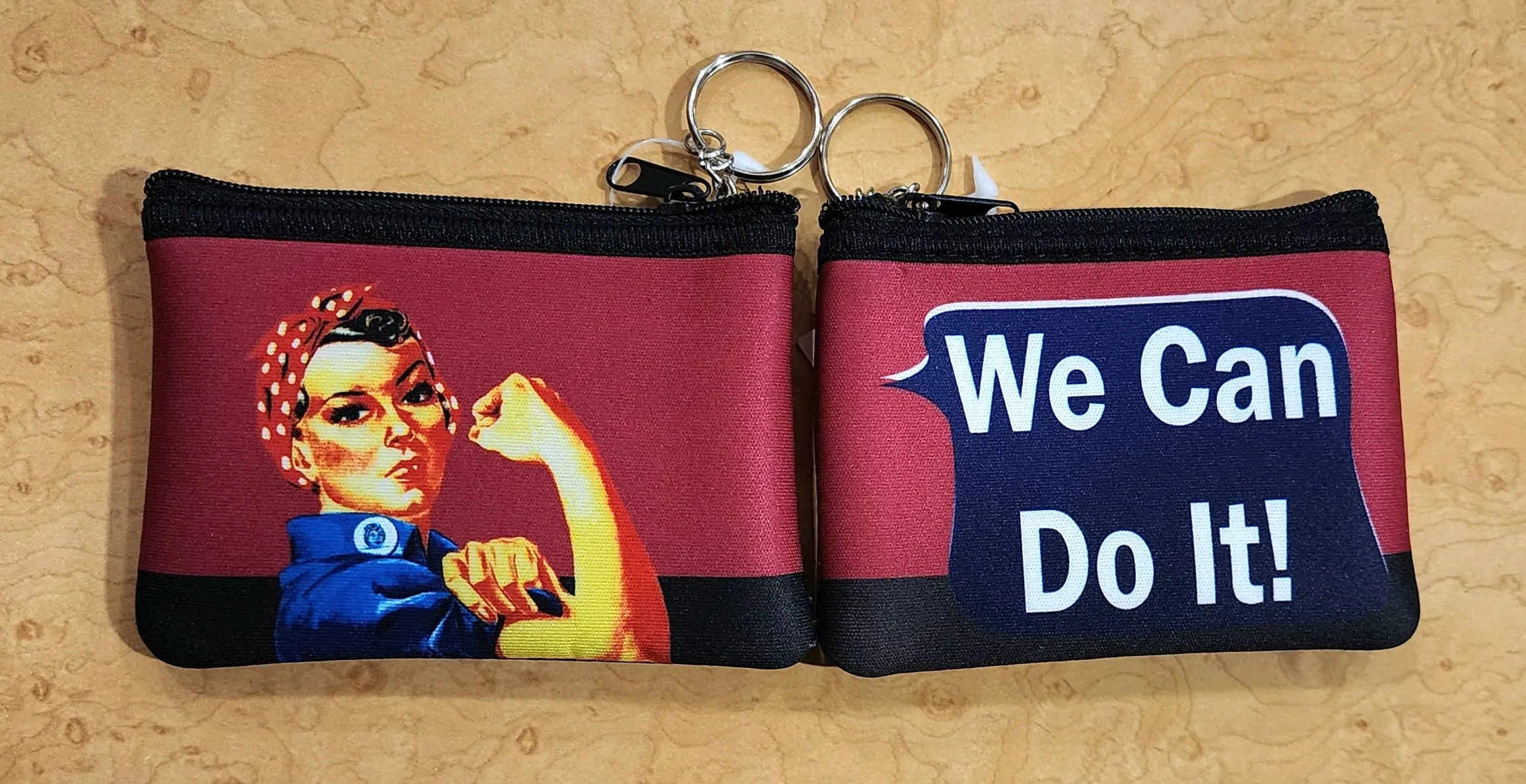 Rosie The Riveter "We Can Do It"  Pink & Black Coin Purse