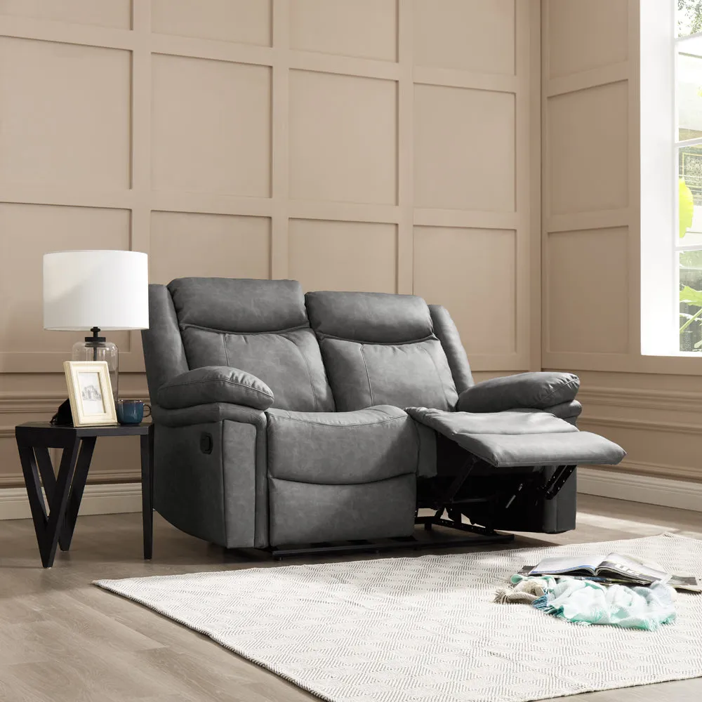 Rowan 2 3 Seater Recliner Sofa Set, Grey Faux Leather