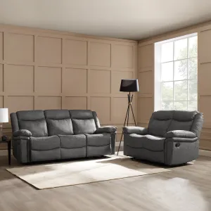 Rowan 2 3 Seater Recliner Sofa Set, Grey Faux Leather