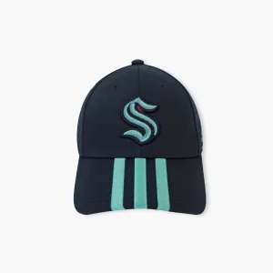 Seattle Kraken 3 Stripe Navy Adjustable Hat