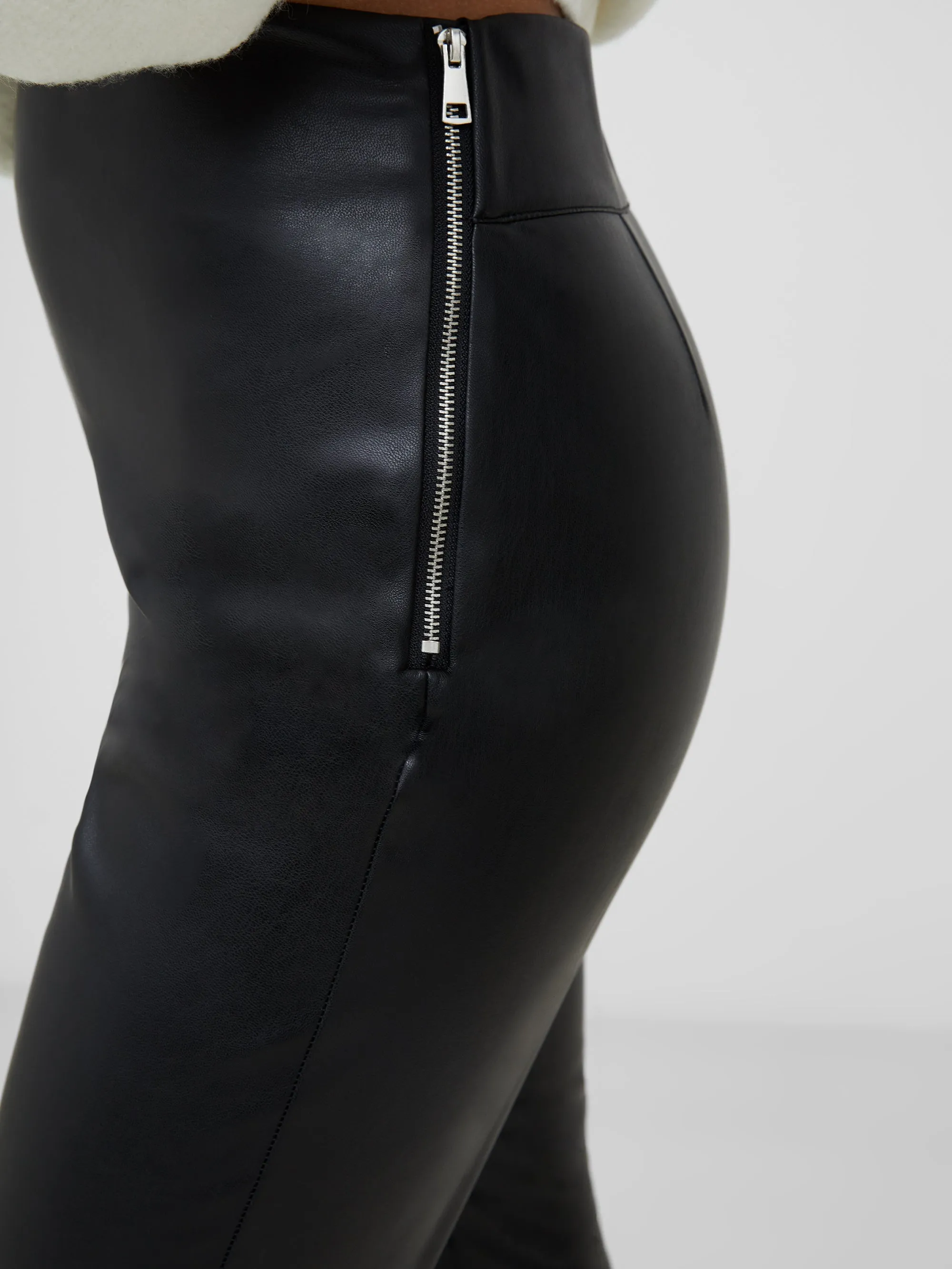 Side Zip Faux Leather Leggings