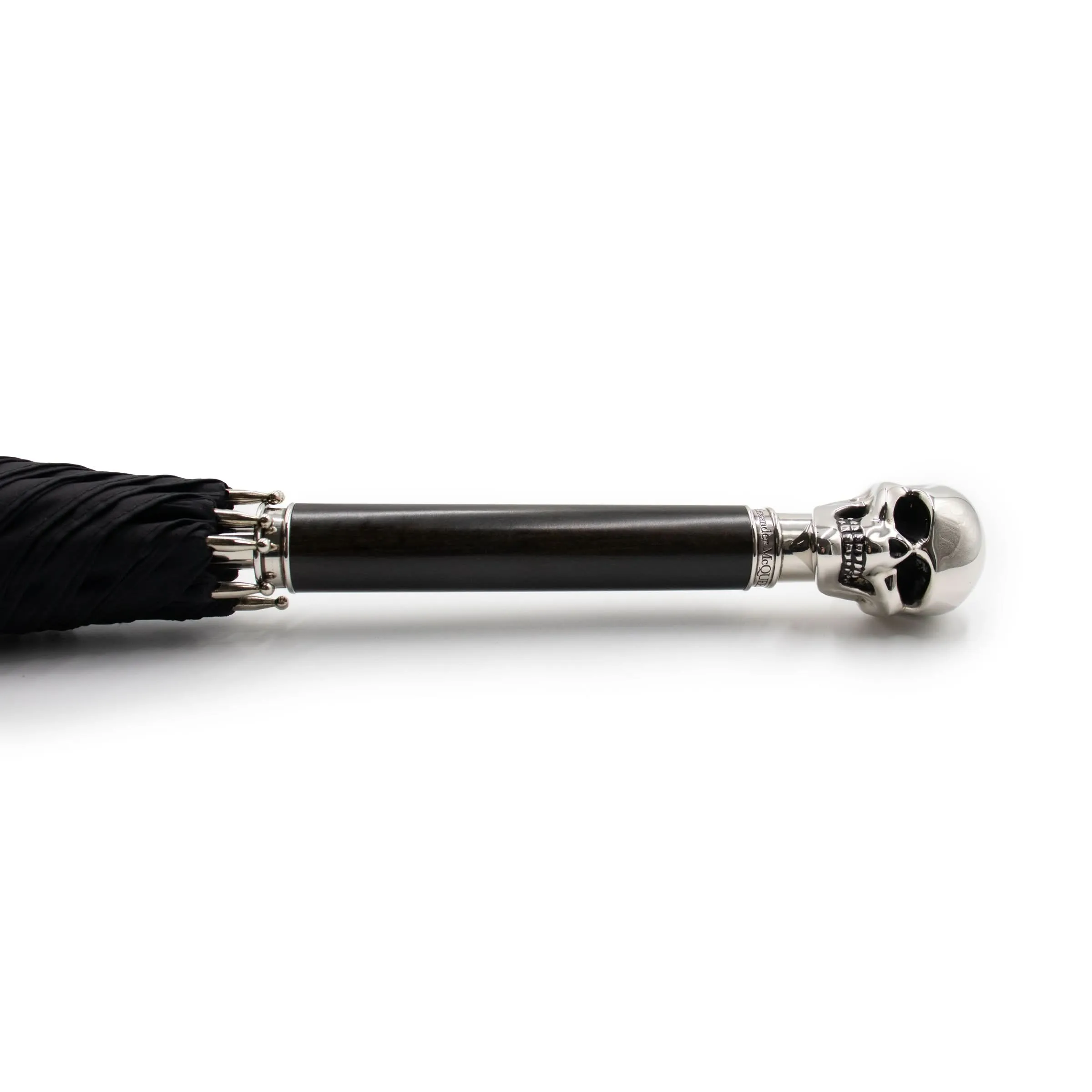 Silver Skull Umbrella in Black