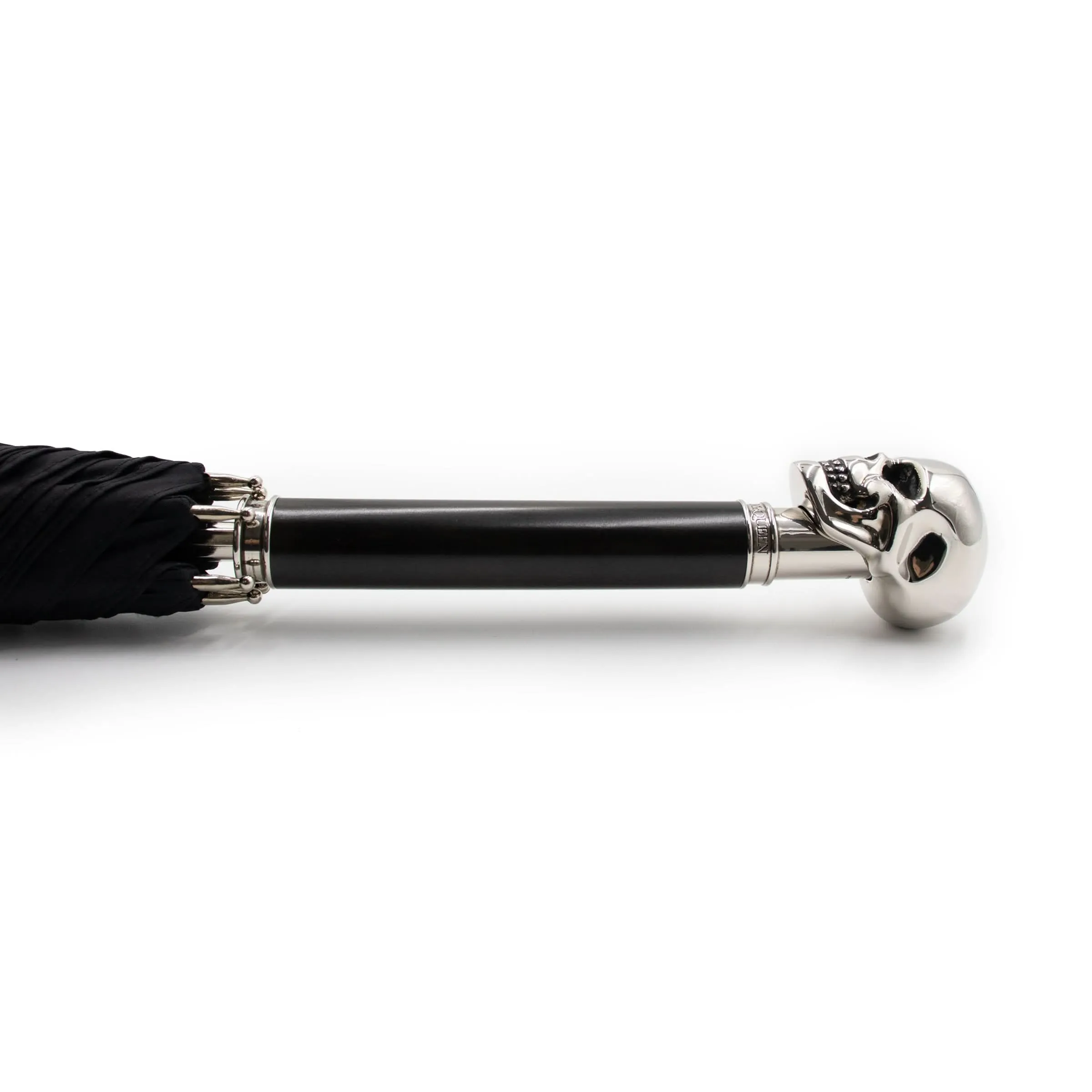 Silver Skull Umbrella in Black