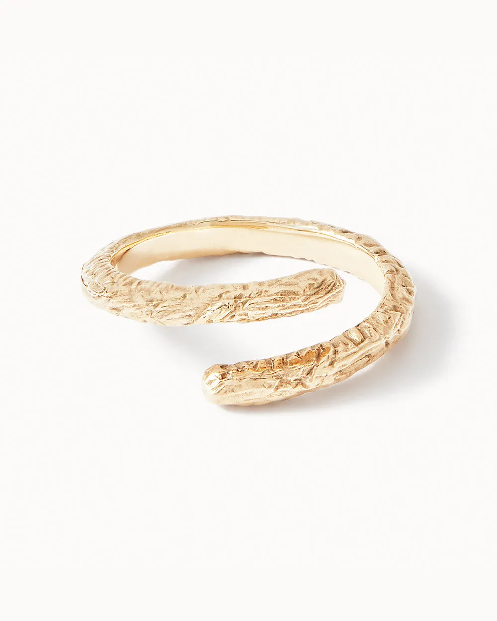 Solid Gold Etched Adjustable Ring