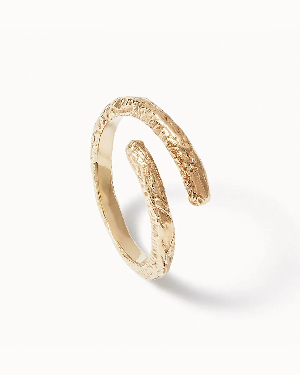 Solid Gold Etched Adjustable Ring