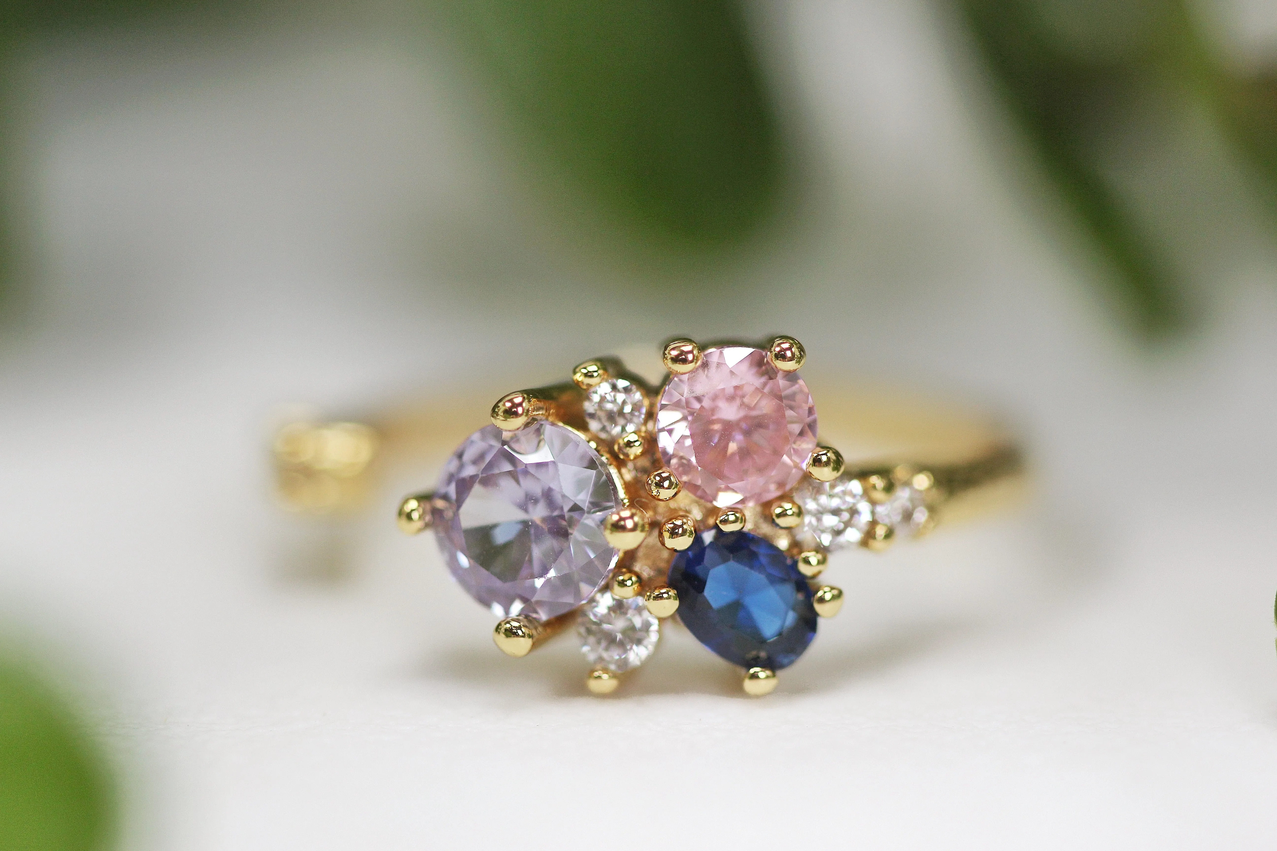 Sunset Crystals Cluster Ring