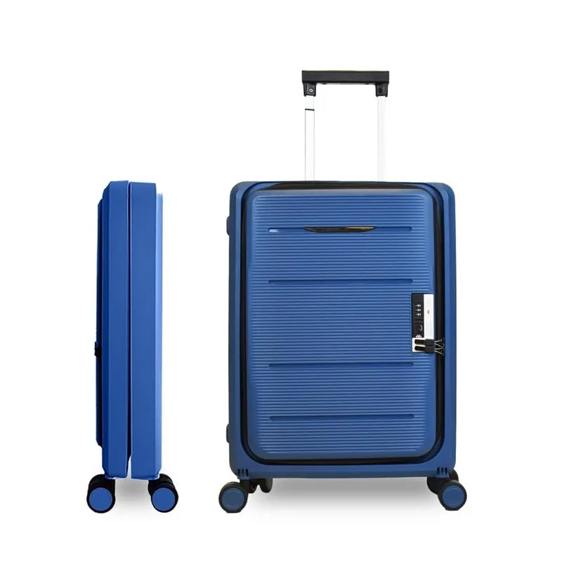 THE CLOWNFISH Collapsible Series Luggage Polypropylene Hard Case Suitcase Spinner Eight Wheel Foldable Trolley Bag With Tsa Lock- Navy Blue (Small Size, 51 Cm-20 Inch), H-56 Centimeters