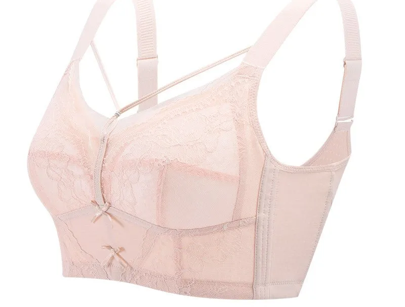 Thin and adjustable gathered breast-collecting bra for fat women without steel ring to prevent sagging and large breasts