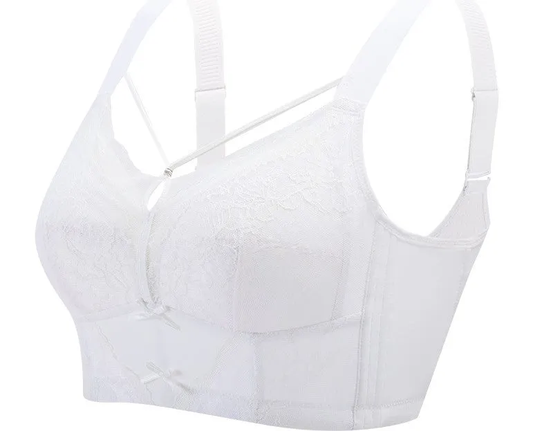 Thin and adjustable gathered breast-collecting bra for fat women without steel ring to prevent sagging and large breasts