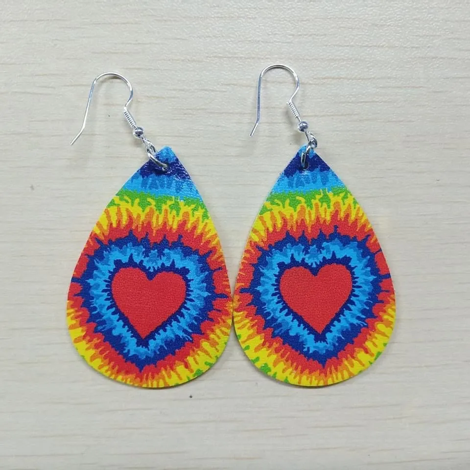 Tie Dye Faux Leather Earrings