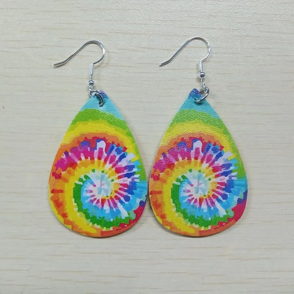 Tie Dye Faux Leather Earrings