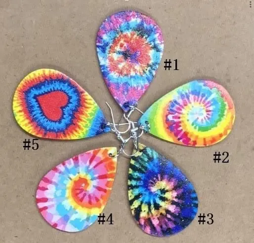 Tie Dye Faux Leather Earrings