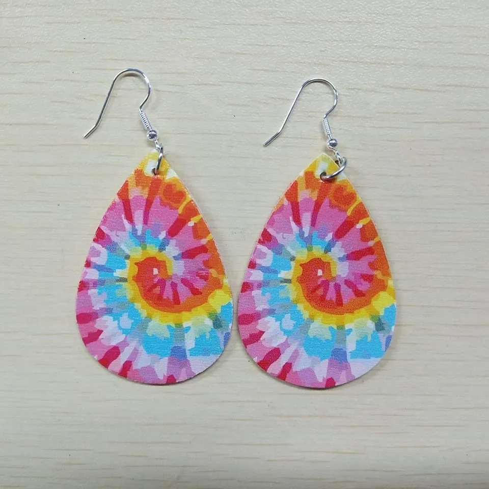 Tie Dye Faux Leather Earrings