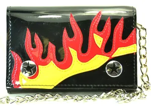 Trifold Wallet With Embroidered Flame