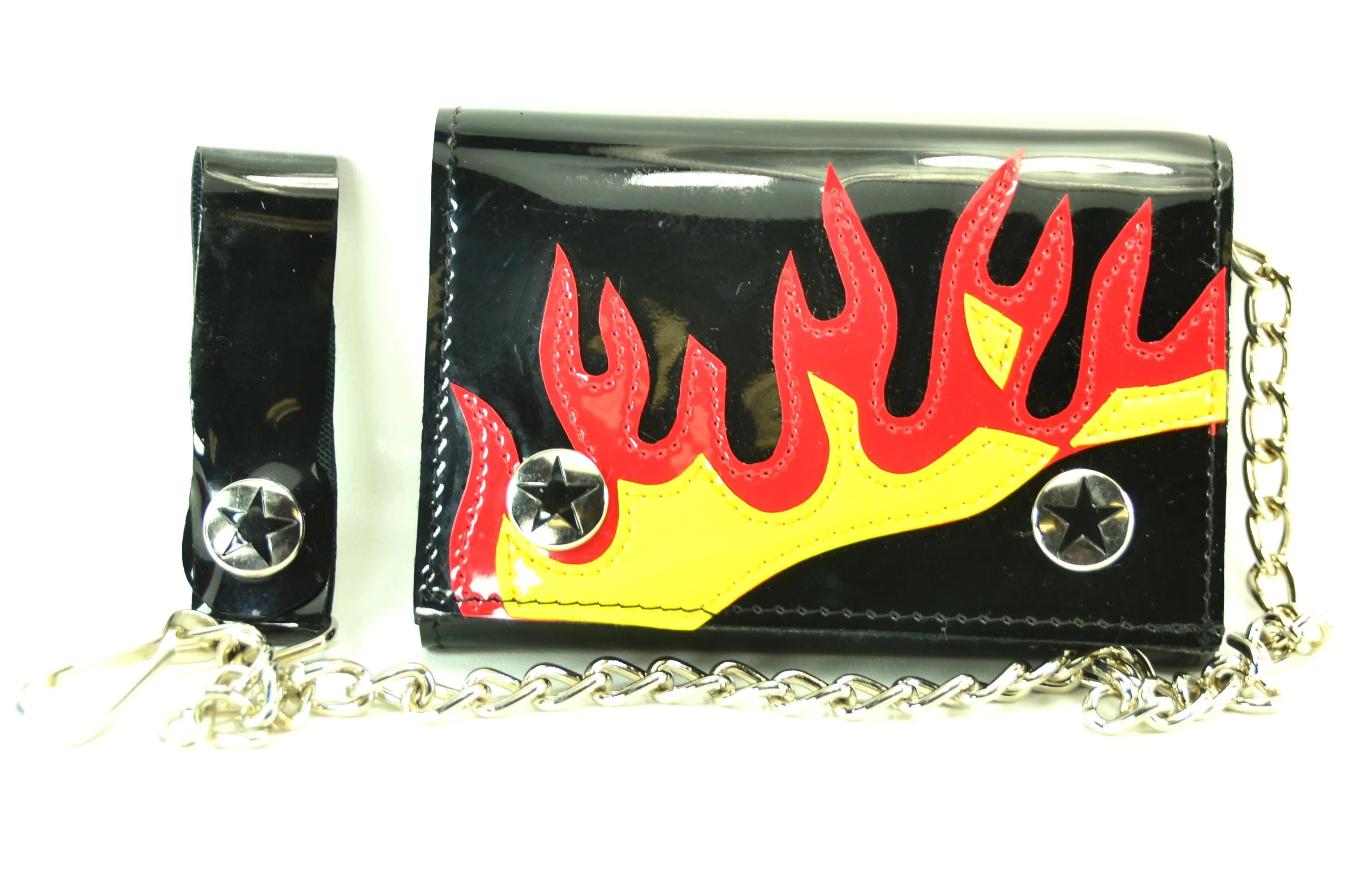 Trifold Wallet With Embroidered Flame