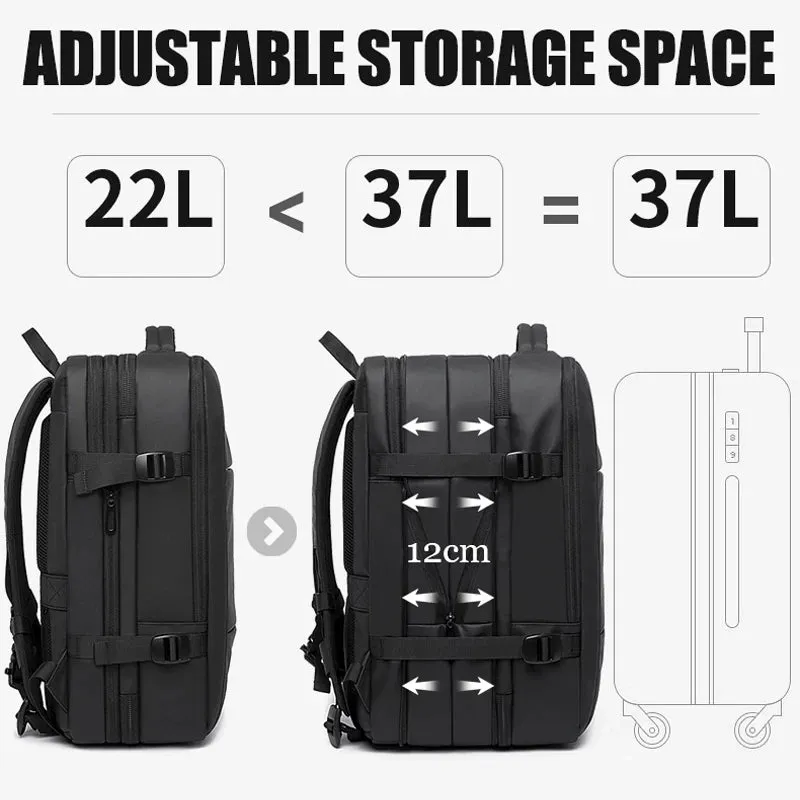 Unisex Travel Expandable USB Large Capacity Waterproof Backpack